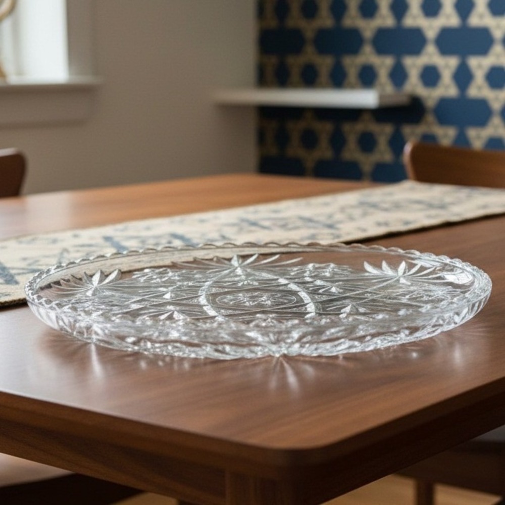 Anchor Hocking Clear Cut Glass Serving Platter
